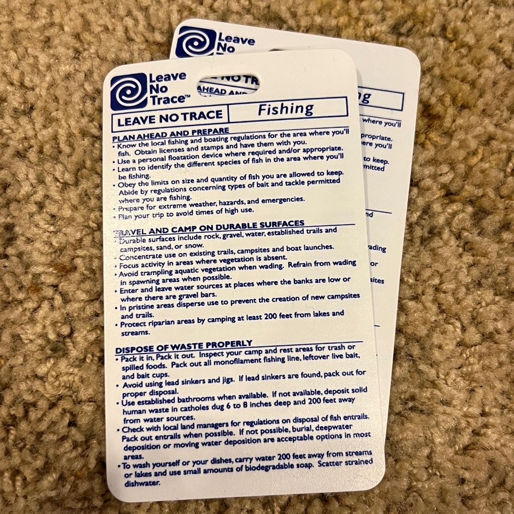 BSA: Leave No Trace Fishing Guidelines Cards